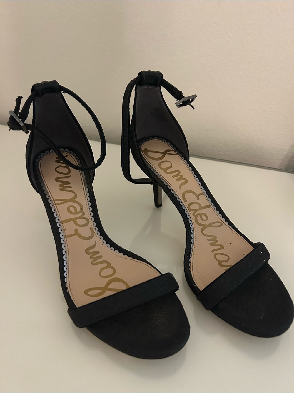 Sam Edelman Black Ankle-Tie Stiletto Heels